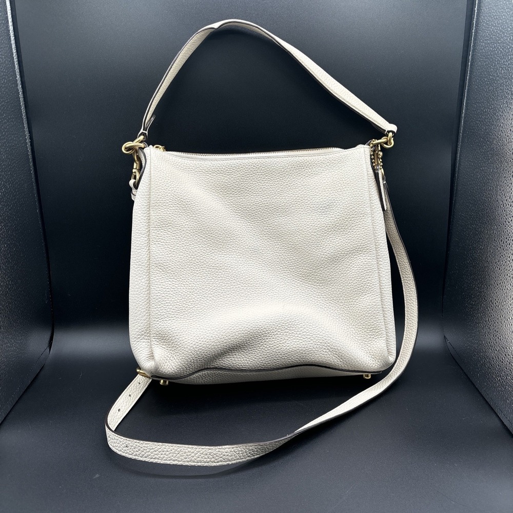 Coach 93811 Shay Convertible Shoulder Bag In Whiteโ Pebbled Leather Purse